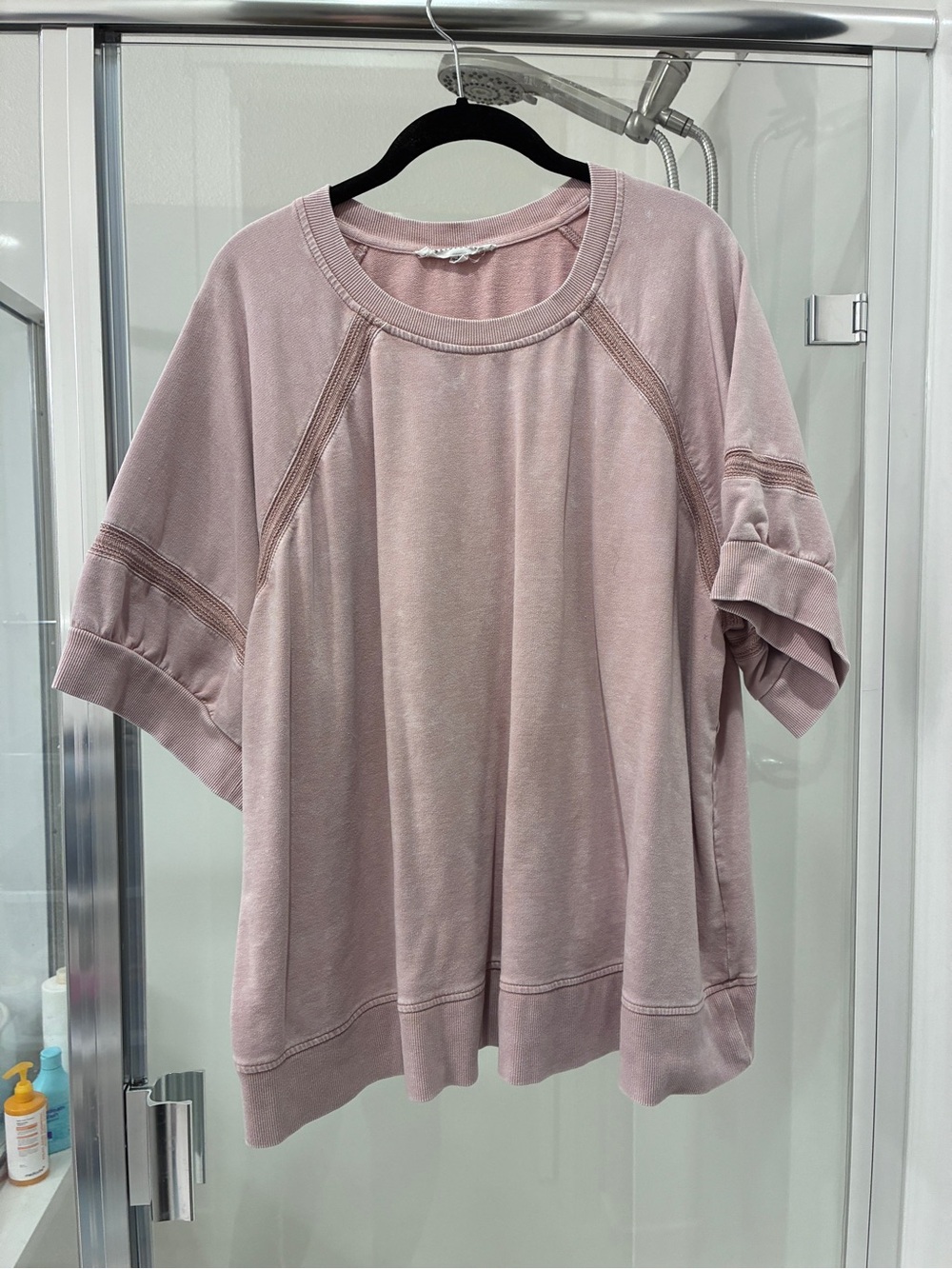 Ann Taylor Short-Sleeve Pullover Sweatshirt in Dusty Pink